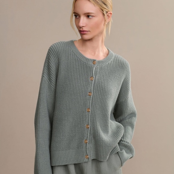 Jenni Kayne Sweaters - Jenni Kayne Sea Salt Cotton Hayes Crewneck Cardigan
